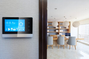 smart screen on wall in modern meeting room